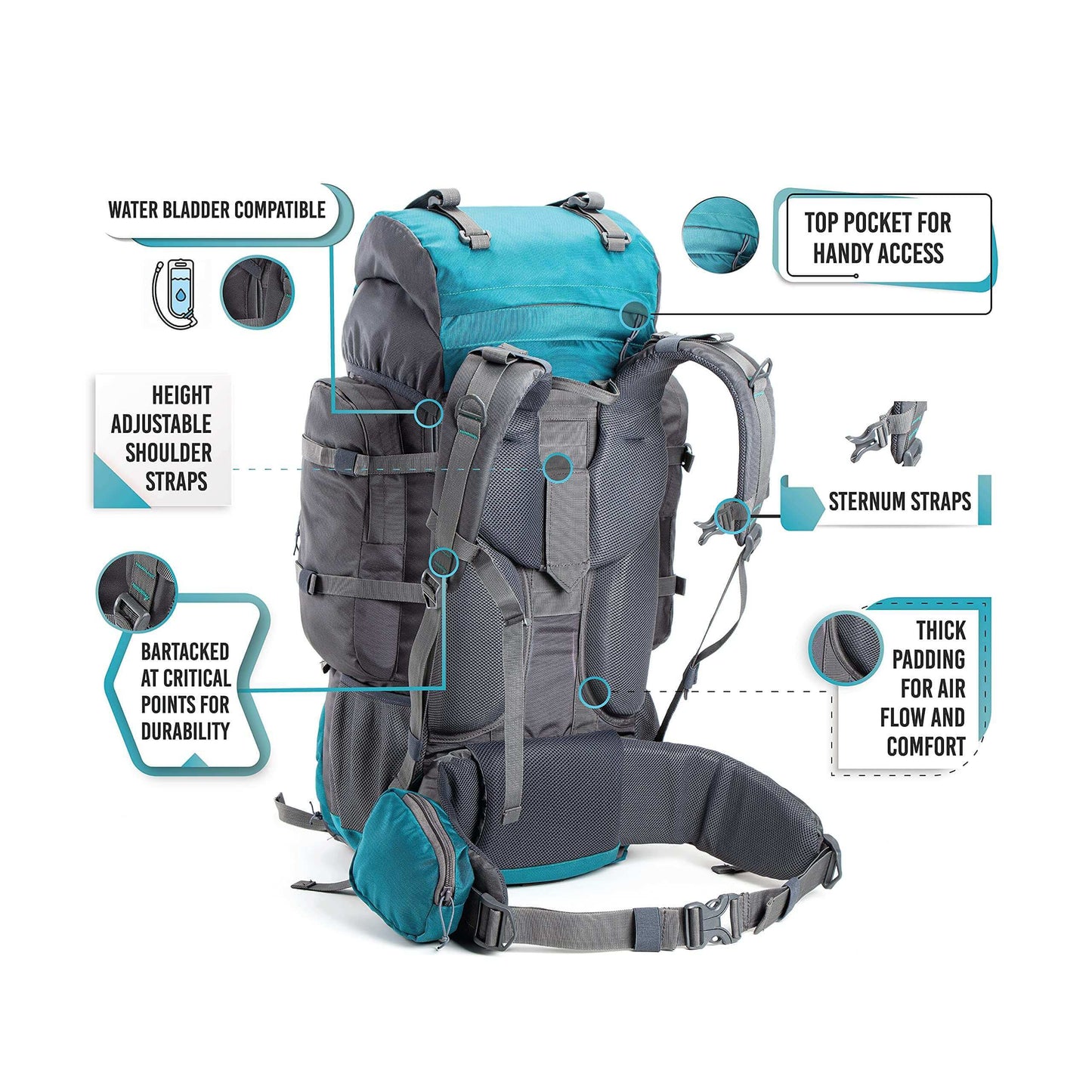 Image Showing Tripole Walker 65 Litres Rucksack Internal Frame - Product Type backpack - Buy Now $94.25 - Adventure Gear from Global Trekker