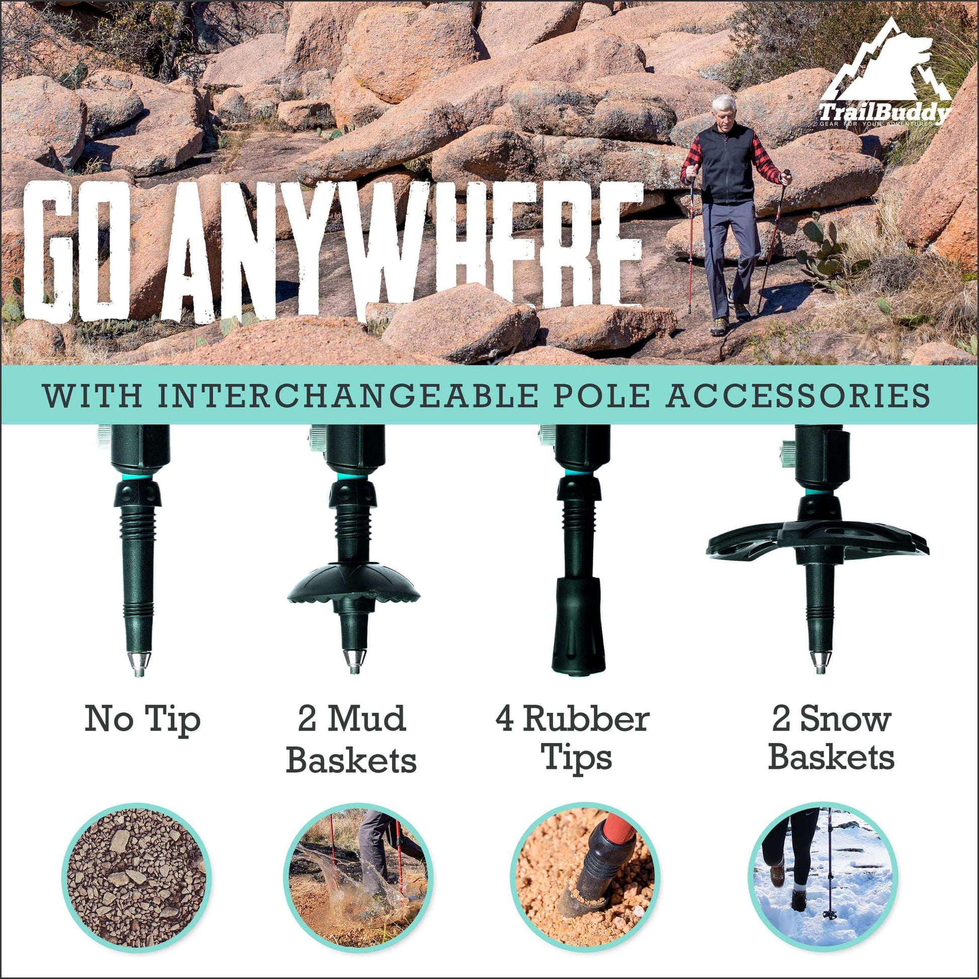 Image Showing TrailBuddy Trekking Poles - Lightweight, Collapsible Hiking Poles - Product Type Hiking Poles - Buy Now $57.99 - Adventure Gear from Global Trekker