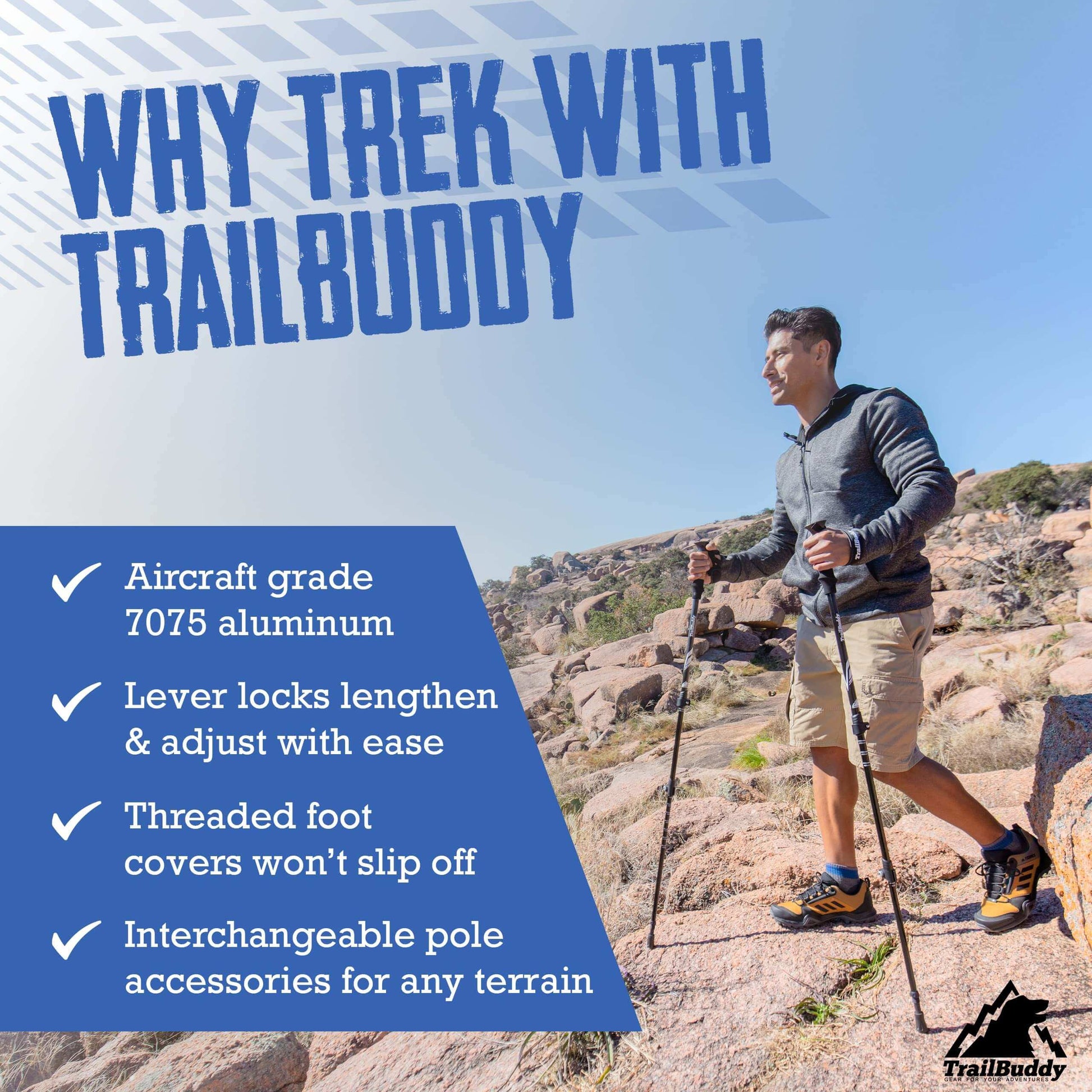 Image Showing TrailBuddy Trekking Poles - Lightweight, Collapsible Hiking Poles - Product Type Hiking Poles - Buy Now $57.99 - Adventure Gear from Global Trekker