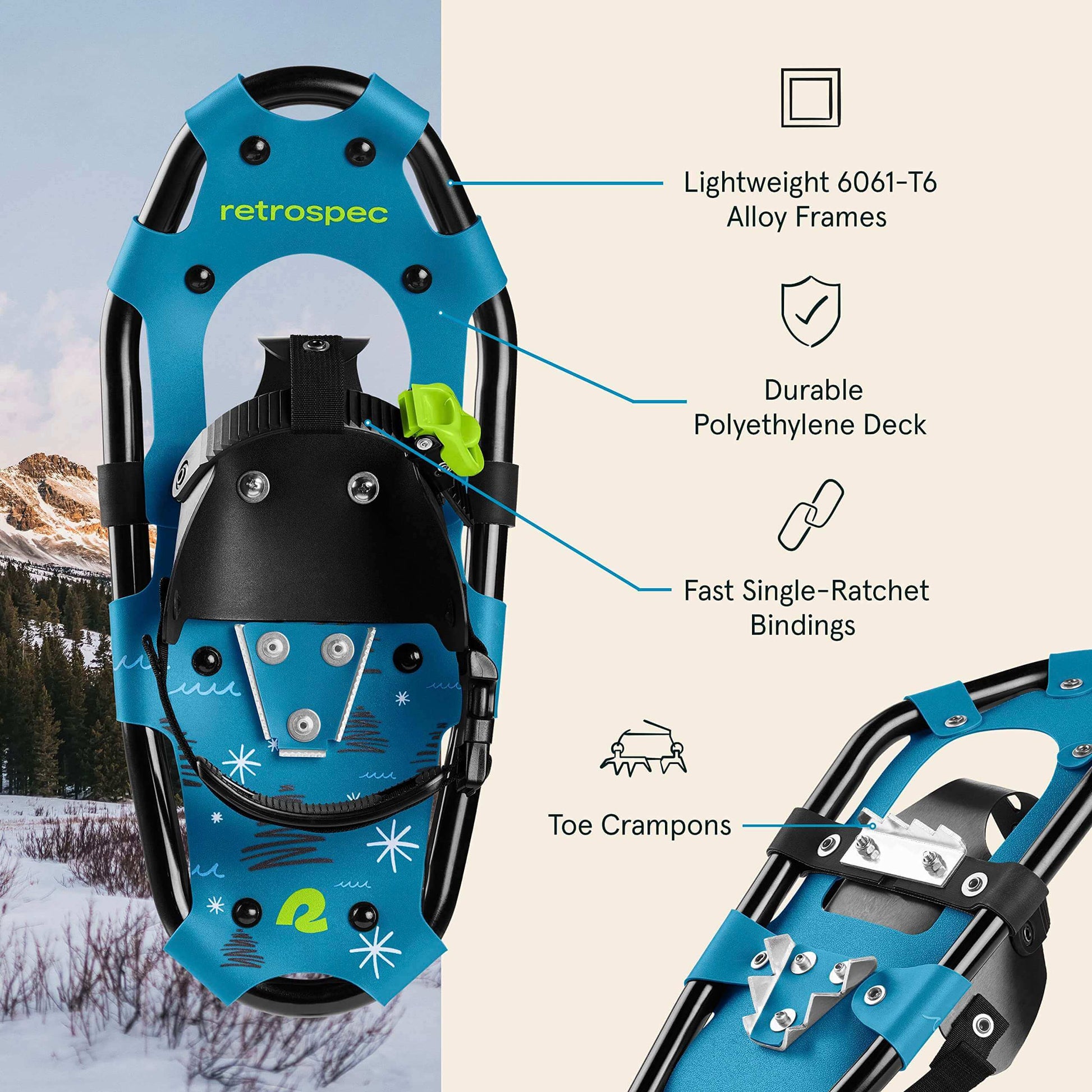 Image Showing Retrospec Drifter 21/25/30 Inch Snowshoes & Trekking Poles Bundle - Product Type Snowshoes - Buy Now $130.49 - Adventure Gear from Global Trekker