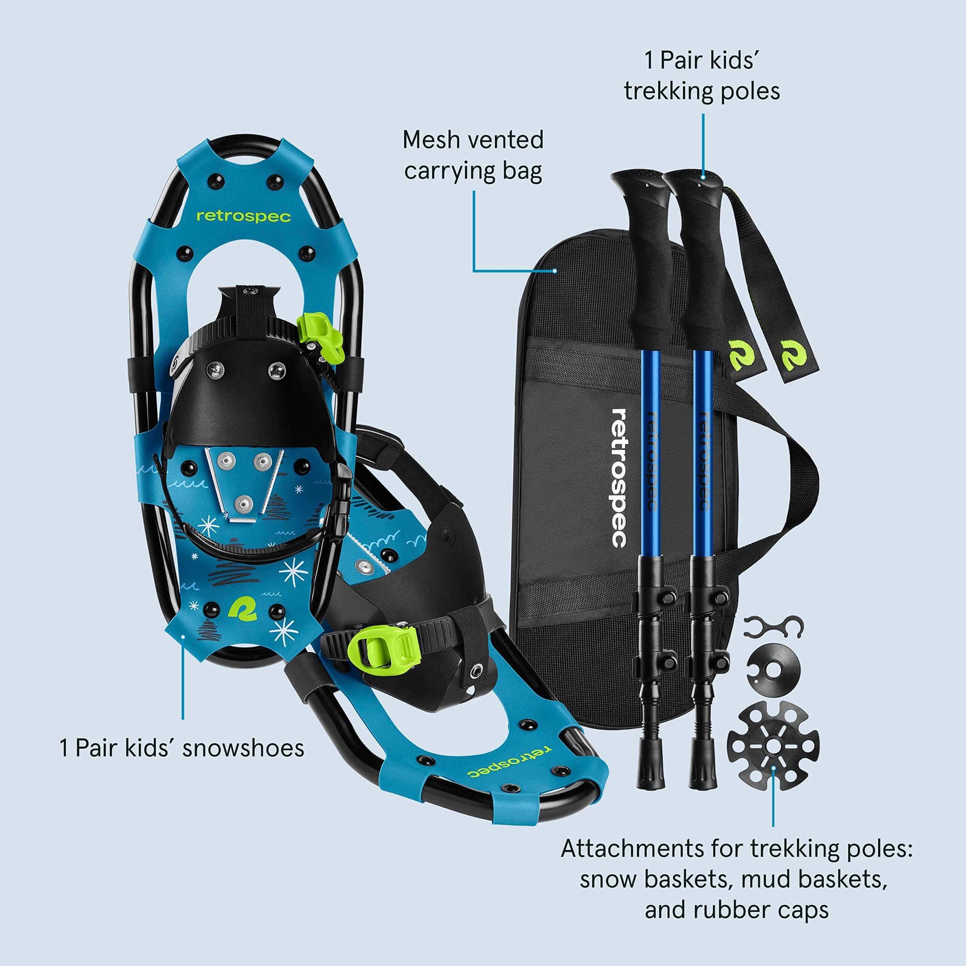 Image Showing Retrospec Drifter 21/25/30 Inch Snowshoes & Trekking Poles Bundle - Product Type Snowshoes - Buy Now $130.49 - Adventure Gear from Global Trekker