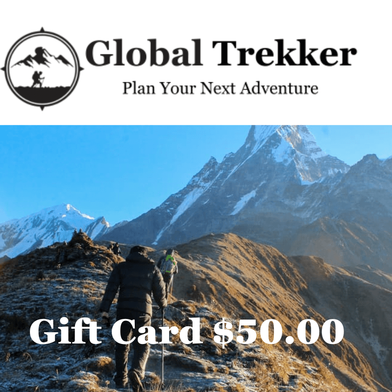 Image Showing Global Trekker Gift Cards - Product Type Gift Card - Buy Now $50.00 - Adventure Gear from Global Trekker